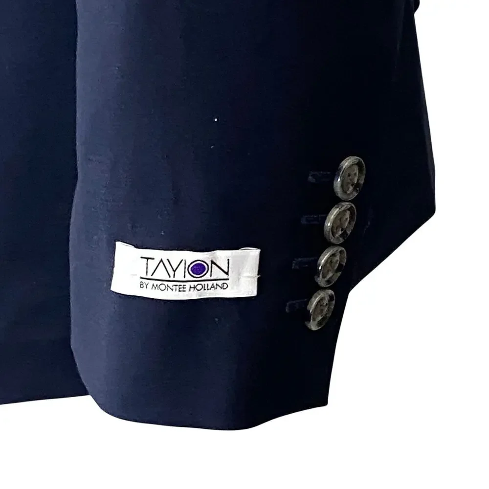 Tayion Suit Jacket Men's 44 Regular Acountour Peak Lapel Navy Blue NWT